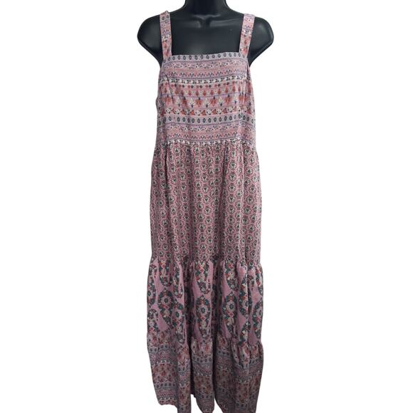 Knox Rose Dresses & Skirts - Knox Rose Dress Large Floral Bohemian Maxi Sleeveless Mix Print Festival Tiered